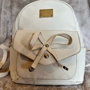 Faux leather cream mini backpack